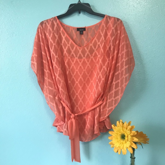Alyx Tops - Peach Blouse with tie waist sz 1x